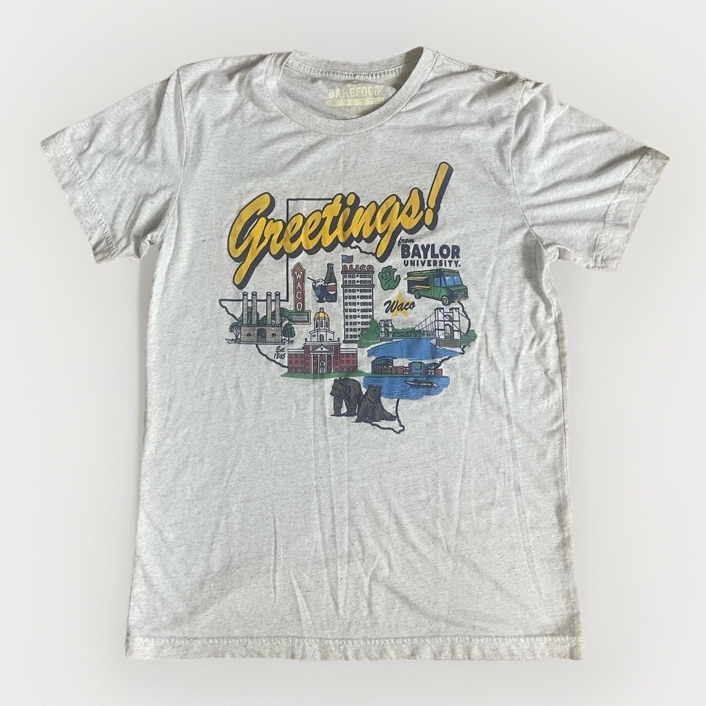 Greetings from Baylor University Medium Oatmeal Graphic T Shirt Waco College